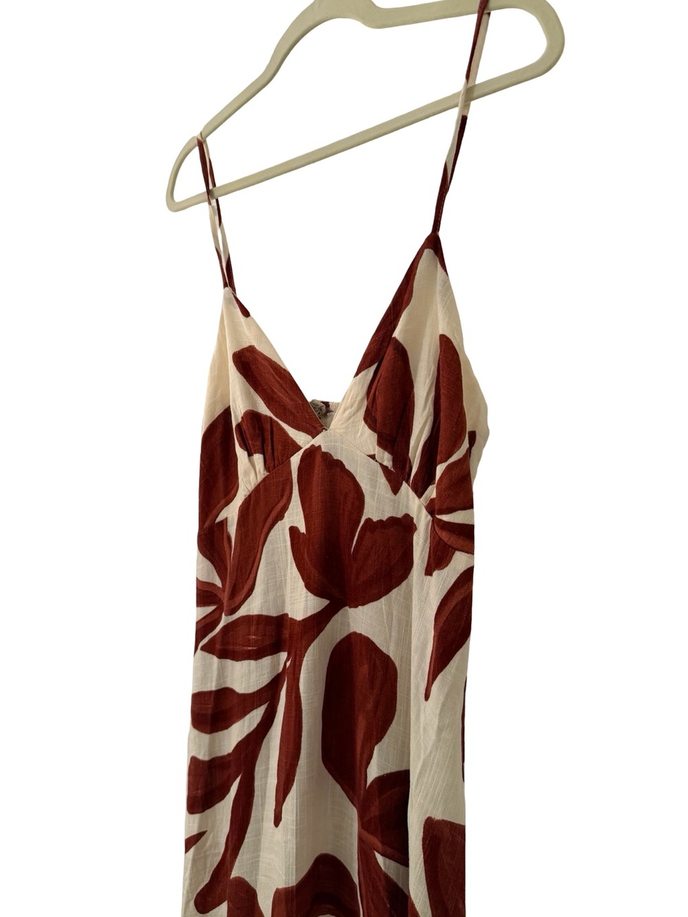 Paper Heart Anthropologie Floral Linen Blend Maxi Dress Ivory Rust S NWT - Picture 4 of 9